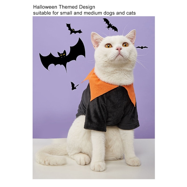 Halloween Hundetrøje Sød Græskar Spøgelser Blød Elastisk Kæledyr Cosplay Tøj til Små og Mellemstore Hunde Katte Sort M