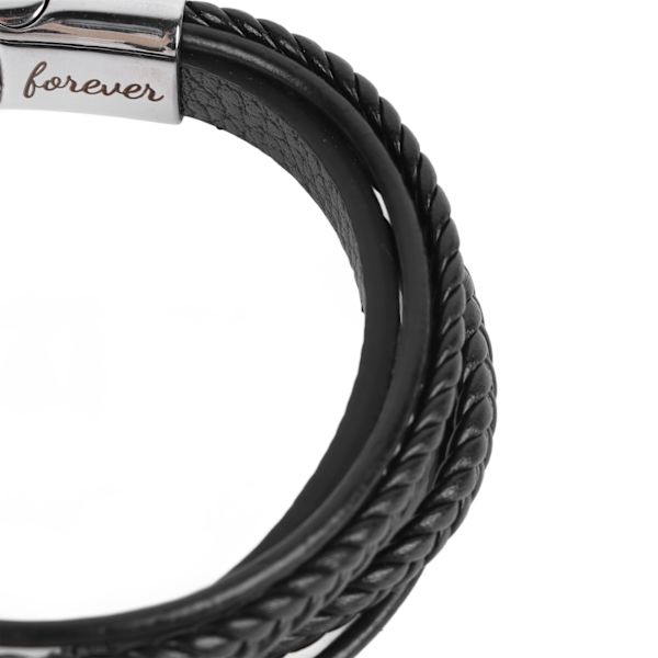 8 Karaktärs Armband Läder Rostfritt Stål Justerbart Snyggt Armband för Män Present