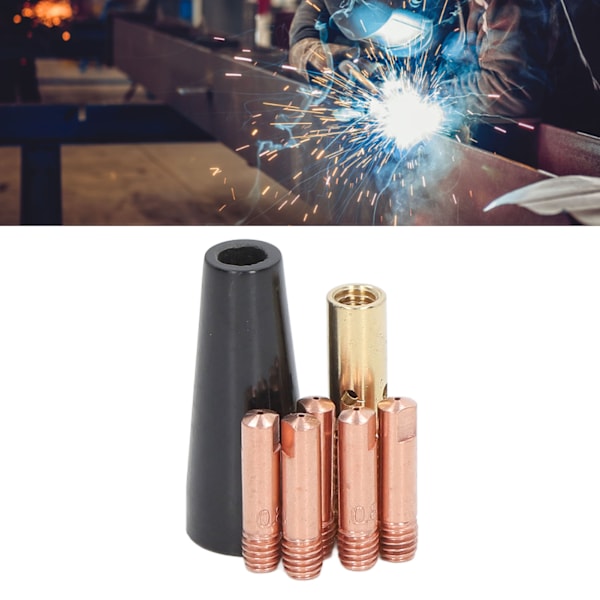 7 stk MIG-pistol Gasløs Svejsning Loddekit Kobber Tip Diffuser Dysesæt Tilbehør