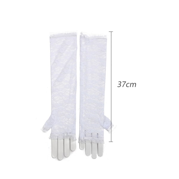 Women's Lace Elegant Gloves Open Finger Flowers Long Wedding