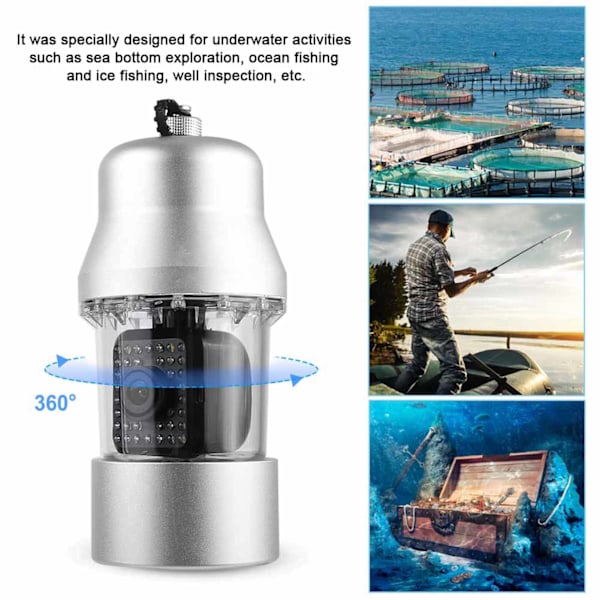 360° Roterende Fiskesøger HD 10 tommer 3MP IP68 Vandafvisende 38LED Kamera 164ft Kabel 100-240V(AU)