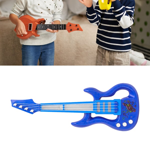 Elektrisk Gitarr Leksak Multifunktionell Hopfällbar Barn Gitarr Piano Musik Pedagogisk Leksak för Barn Blå