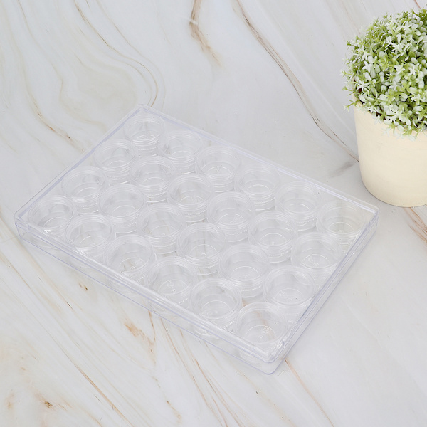 24 Ruter Rhinestone Sekvens Perle Organizer Beholder Neglekunst Dekorasjon Rund Oppbevaringsboks 24 Ruter