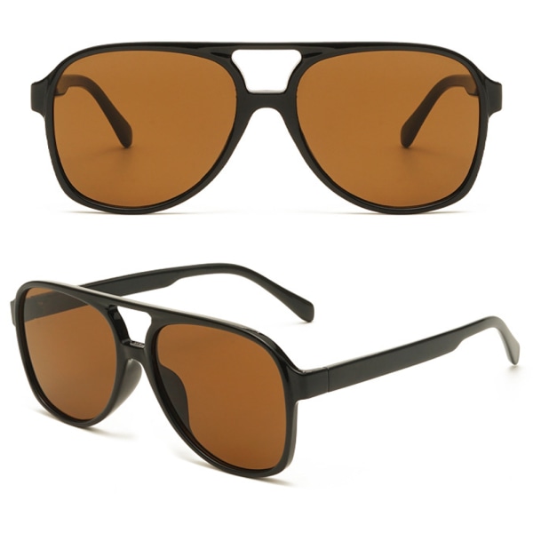 Klassiska Polarized Aviator Solglasögon för Kvinnor Män Retro UV Black frame tea tablets