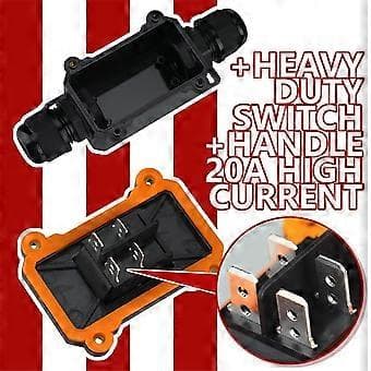 2 stk. 12V Inline Bryter Vanntett Inline Ledningsbryter Vanntett Vippebryter med Rødt Lys