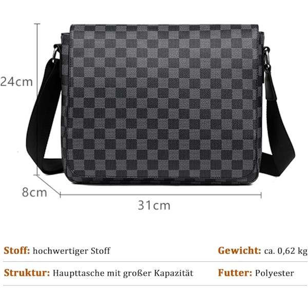 JRUKM Herr Stor Kapacitet Rutmönster Flerfack Crossbody Väska En Axel Casual Pendlarryggsäck (Haig)