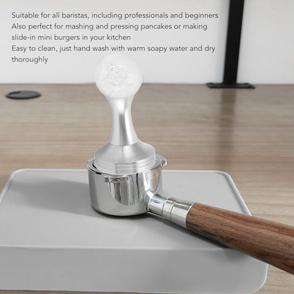 Krystalbold Kaffe Pulver Tamper Rustfrit Stål Base Kaffe Presse Hammer til Køkken Cafe Sølv Søjle 51mm / 2.0in