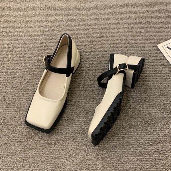 Naisten Bucklen Korkokengät Suljettu Neliövarvas Elegantti Ergonomiset Nilkkaremmit Pumpit Aprikoosi 37