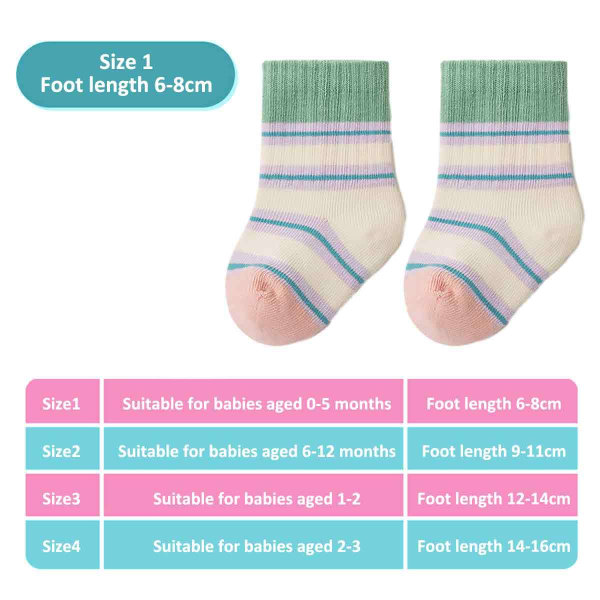 6 pairs/box of multi-color striped baby autumn and winter socks