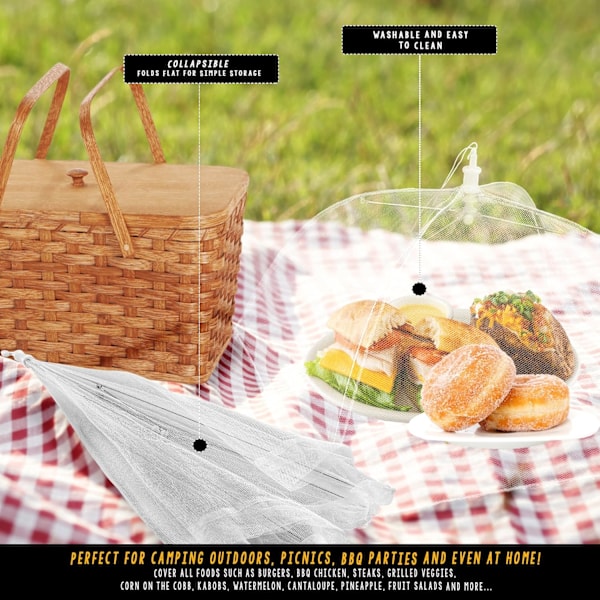 Håll Flugor och Insekter Borta, Säkerhetsnät, Hållbara Mattskydd i Polyesternät, Hopfällbara för Enkel Transport, Perfekt för Picknickar och Camping (5 st)