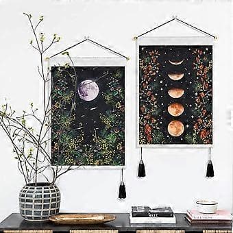 Moonlight Garden Tapestry Blomranka Växt Gobeläng för Sovrum Vardagsrum 35 x 50 cm 2-pack