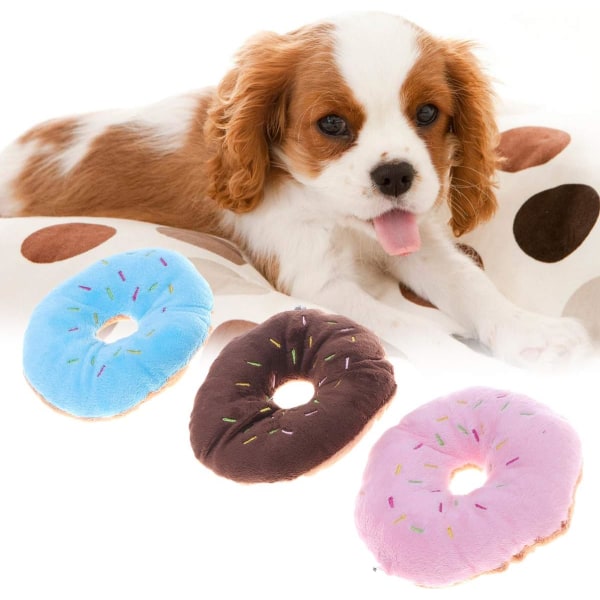 Hundetyggetøj Blød plys donutformet knirkende knirkende lyd
