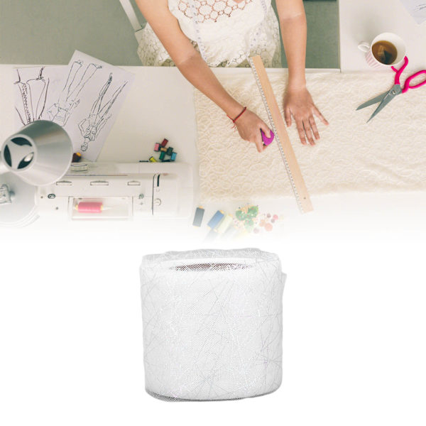 Tulle Rulle Symphony Spider Messy Web Tulle Rulle DIY Bueskæde Materiale Bånd Hvid