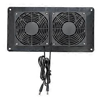 DC12V Dobbelt Ventilator Strøm Udstødningsventilator Ventilationskølingsventilatorsæt Til Kæledyrshuse og Skure Solpanel Luftudsuger
