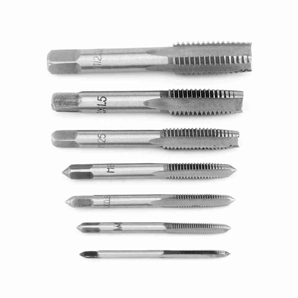 7st Metriska Gängstål Tappverktyg M3, M4, M5, M6, M8, M10, M12
