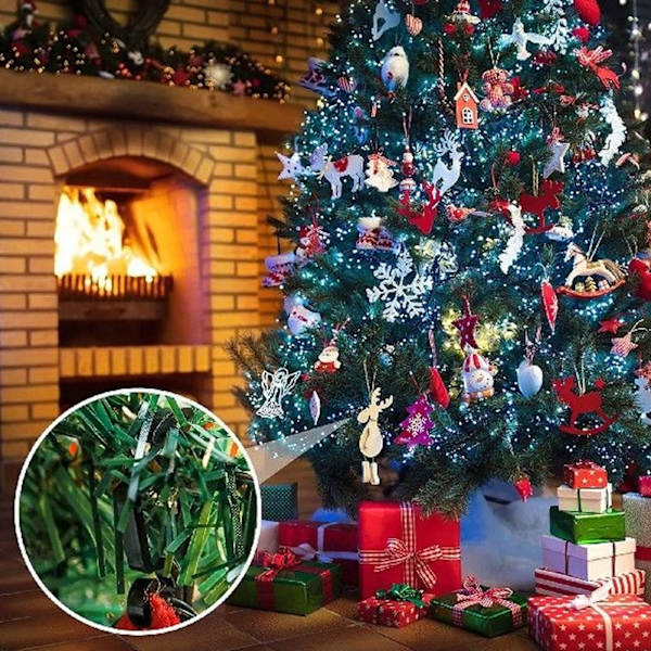 100 st julgransljusrännor Klipp återanvändbara vattentäta frostbeständiga plastrännor Klipp strängljuskrokar för fest kontor grön