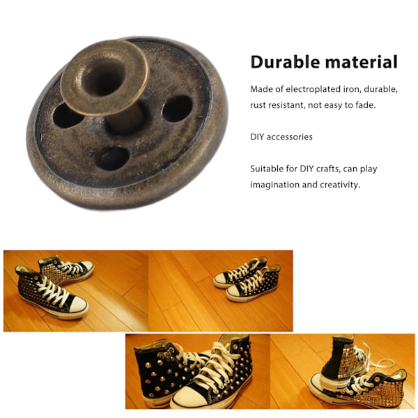 18mm Läder Nitar Kit Rostsäkert Blekningsfritt Hållbart Järn Nit Stud DIY Läder Nit Tillbehör för Armband Hattar Bälten Brons