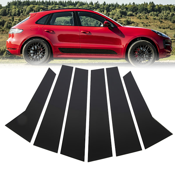 6Pcs B Pillar Posts Trim Glossy Black Exterior Window Decal for Macan 95B 2014 to 2023