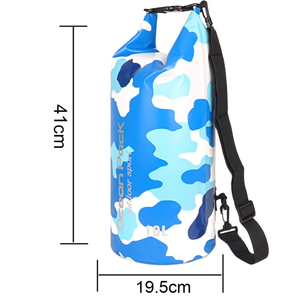 Kamouflageväska PVC vattentät hinkväska Vattentät väska Beach Blue 10L