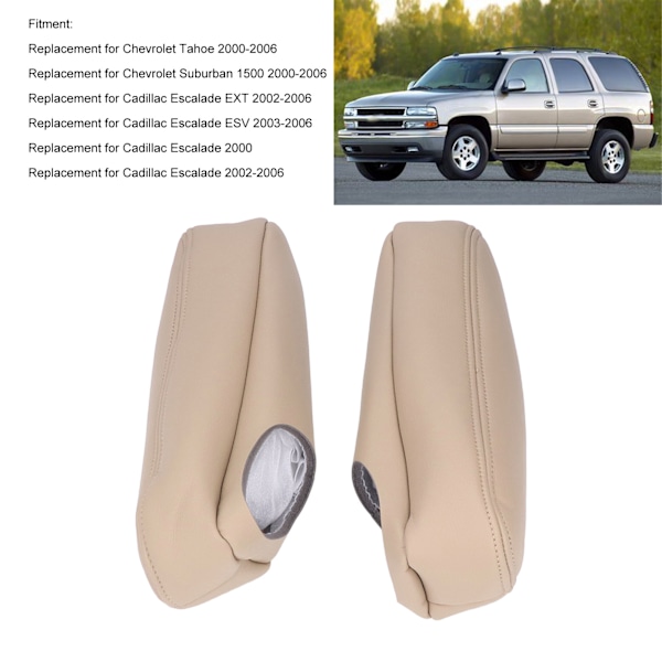 Armlænsbetræk til forsæde i bil, Kunstig Læder, Udskiftning til Chevrolet Tahoe Suburban 1500 2000‑2006 Beige