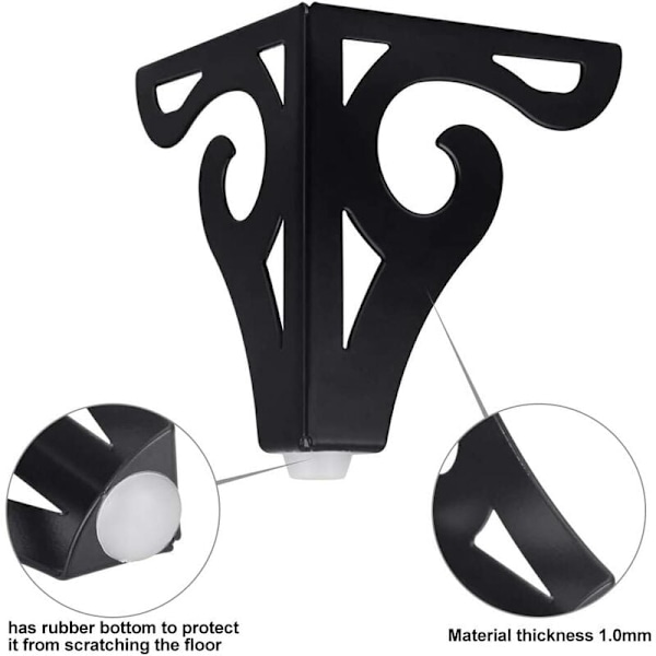 Kraftiga Möbelben, Metallben för Soffor, Bord, Skåp, Rostfri Anti-Korrosionsytbehandling, Svart Set om 4, Modern Design för DIY