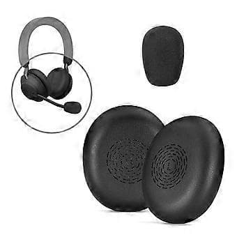 Erstatningsøreputer og mikrofondeksler for Evolve2 65flex-headset, som gir overlegen støyisolering og bedre lydkvalitet, svart