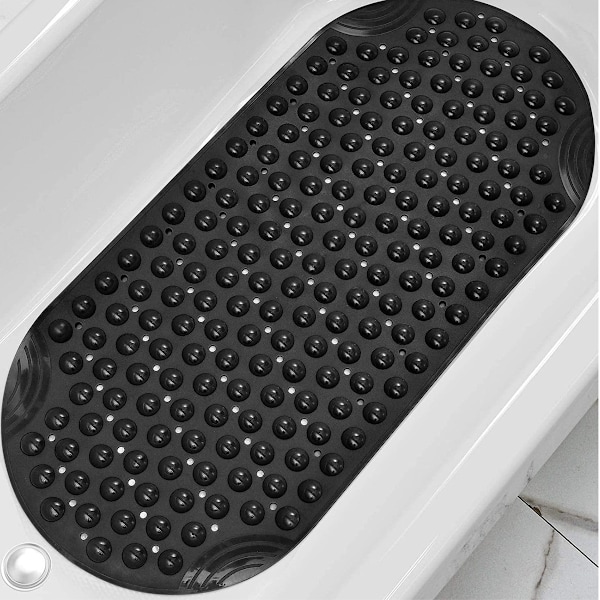 Kylpyammematto Suihkumatto Liukumaton, 88*40cm, Kylpyammeen Lattiamatto Imukappaleilla ja Viemärireikiä black