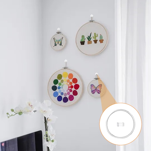 Självhäftande Runda Krokar, Genomskinliga Takfästen för Mångsidiga Hängningslösningar, Transparent PVC-Design för Minimalistisk Inredning (25 ST)