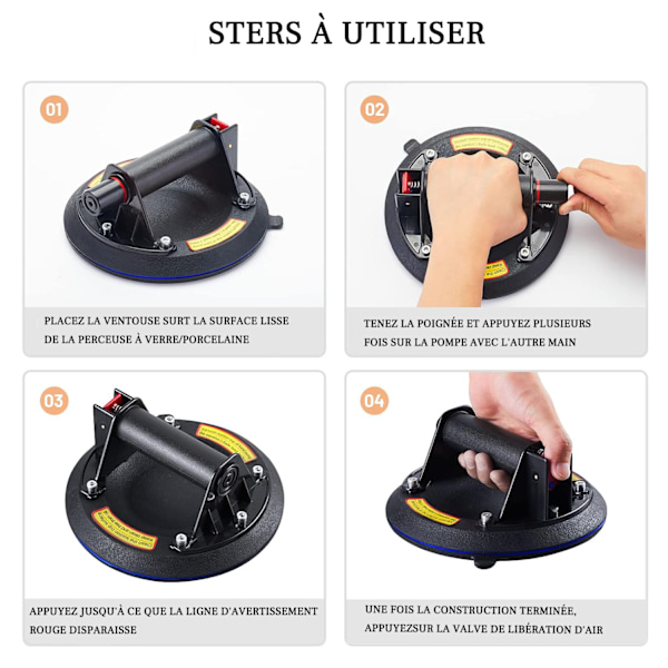 Vakuum Sugkoppar, Ergonomisk Design Kraftig Med Starkt Sug För Industriellt Bruk, Säkerhetsindikator Säkerställer Säker Lyftning På Släta Ytor,