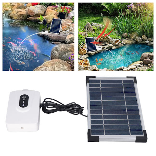 Solær Luftpumpe Justerbar Stor Volumen Lav Støj Energibesparende Sol Oxygenpumpe Aerator til Fiskedam Akvarium