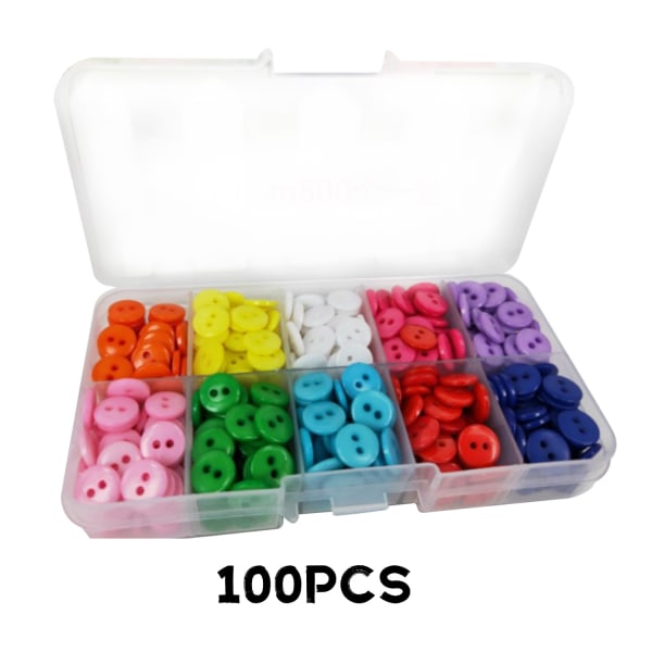 100 stk Glatt høykvalitets harpiks forskjellige farger på knapper