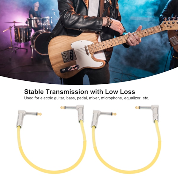 2 st 30 cm Gitarr Jumper 1/4 tums kontakt Gitarr Effektpedal Kabel Ren Koppar Musikinstrumentkablar Gul