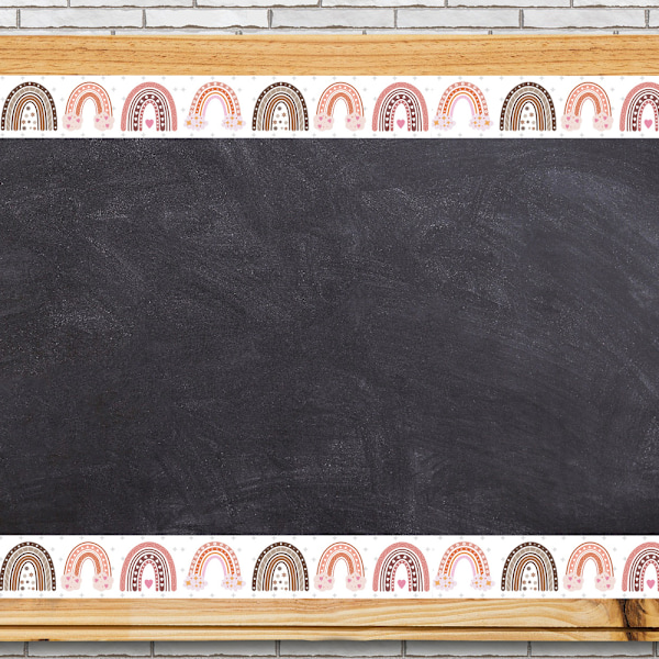 Klassrumsdekoration, Långa Boho Regnbåge Anslagstavla Kanter För Hemskoledekoration, Färgglada Kantlist Dekaler, 1 Rulle Självhäftande