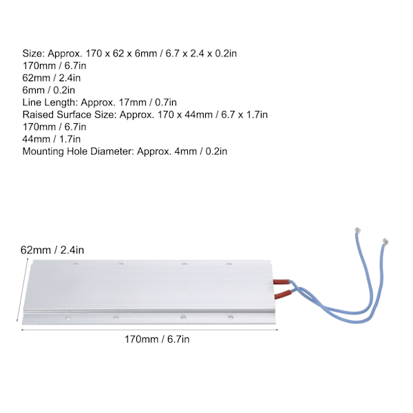 PTC Varmeelement Aluminiums skall Keramisk Isolerende Varmeplate med Monteringshull AC220V