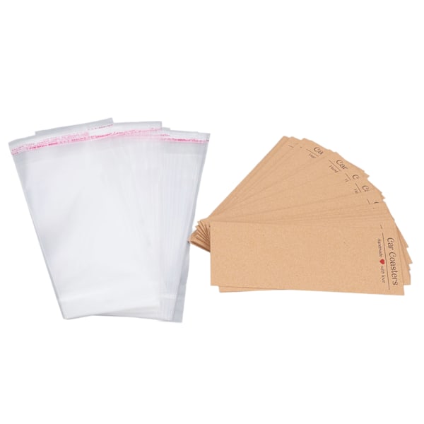 50 Set Bilunderlägg Förpackning Endast Tomma Sublimerings Kraftpapper Underlägg Displaykort med Självförslutande Påsar