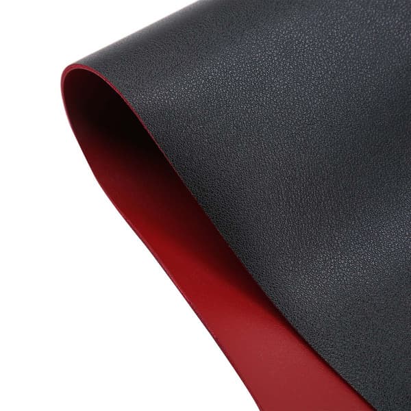 Dobbeltsidet Bordmåtte Multifunktionel Vandtæt Læder Skrivebordsmusemåtte (Pink Sølv) Black+Red