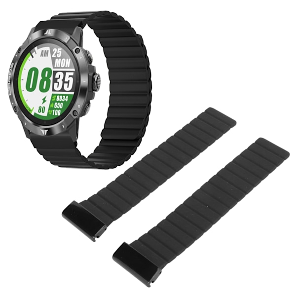 Magnetisk Urrem 26mm Svedtæt Silikon Urrem Hurtig Udskiftning Urrem til Vertix 2 Sort