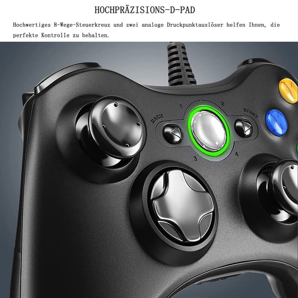 Controller til Xbox 360, Gamepad Joystick med kablet USB-controller til Microsoft Xbox 360 PC Windows 7/8/10/XP