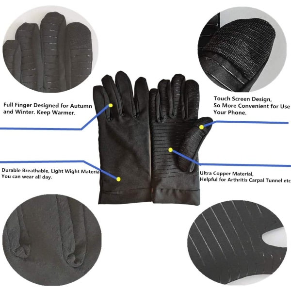 1 par halkfria handskar, förbättrat handgrepp, svart, L,19~22 cm