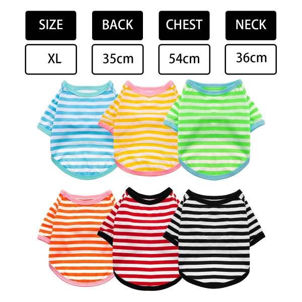 6 Pcs Dog Striped T-Shirt Dog Shirt Breathable Pet Apparel