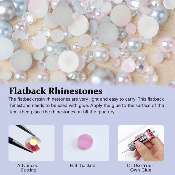 Halve perler til håndværk Flatback perler Perlesæt til DIY-negle