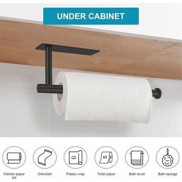 Papirhåndklædeholder til underskab, pladsbesparende, egnet til store ruller til køkken, skabe (L-stil design)