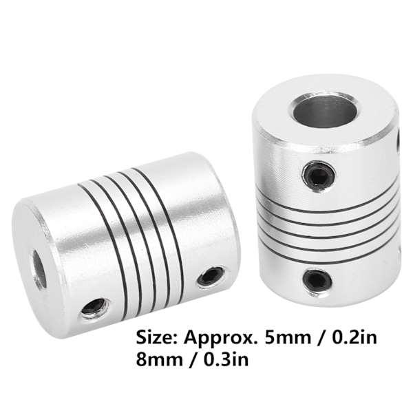 2 stk. Akselkobling Fleksibel Encoder Aluminium Legering Kobling Trinmotor DIY 3D Printer 5x8mm
