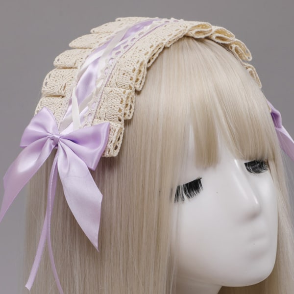 Kvinnor Flickor Lolita Hearband Hair Hoop Maid Headwear Ribbon Bowkn