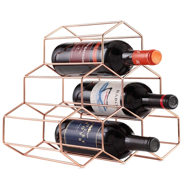 Rostbeständig Pulverlackerad Vinställ, Plats för Överdimensionerade Flaskor i Chic Modern Stil för Fristående Modern Metallförvaring, Lättskött