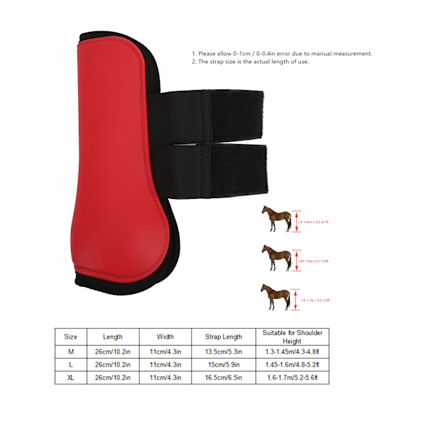1 Pari Hevosen Jännetuet Pehmeät Liukumisen Estävät Helppo Kiinnittää PU-Kuoret Hevosen Fetlock-Tuet Hevosille Punainen Etujalat L