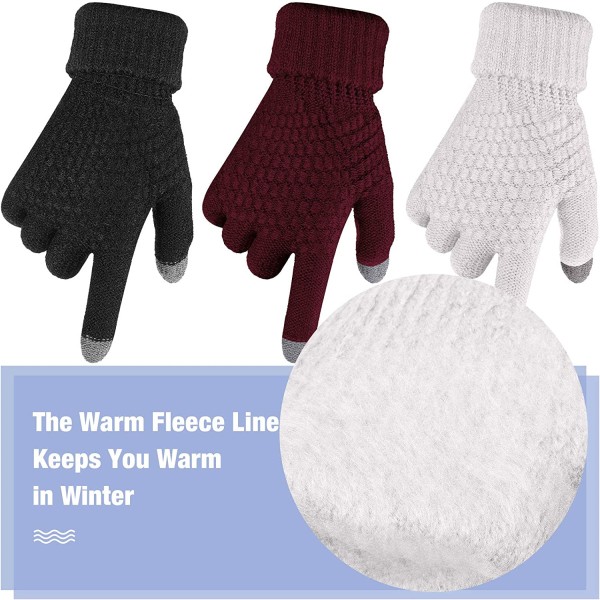 4 paria naisten talven kosketusnäytön käsineet Lämmin fleecevuorattu neule