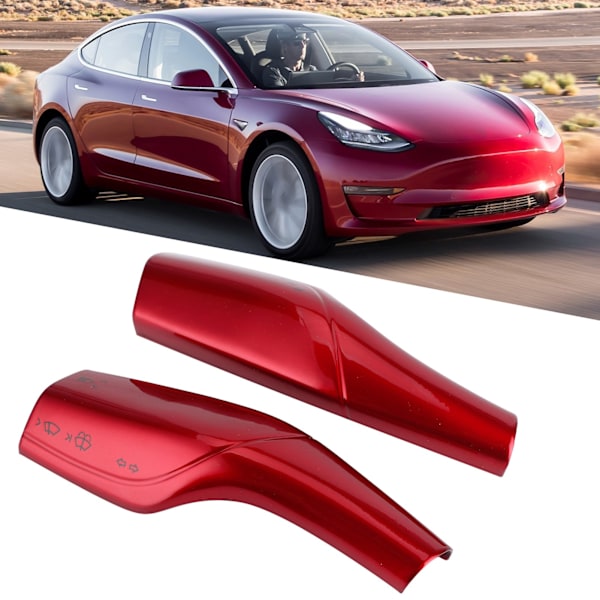 Rattstyrningsvredskydd, Vredskydd för Vindrutetorkare, Dekor för Tesla Model 3/Y Röd