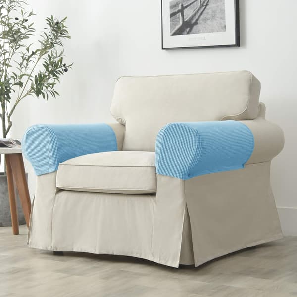 Set med 2 Jacquard Stretch Soffa Fåtölj Armstödsskydd Halkfria Möbelskydd Armstöd Överdrag för Soffa Vilstol