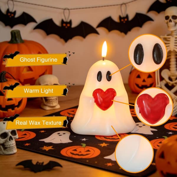 3-delt Halloween Spøgelse Flammefrit Lys Sæt, Halloween Indendørs Indretning - B